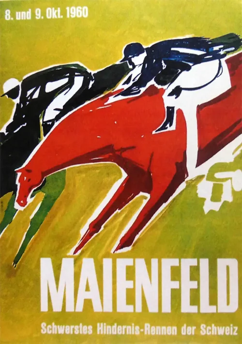 Plakat "Hindernis-Rennen Maienfeld 1960" 128 x 90 cm